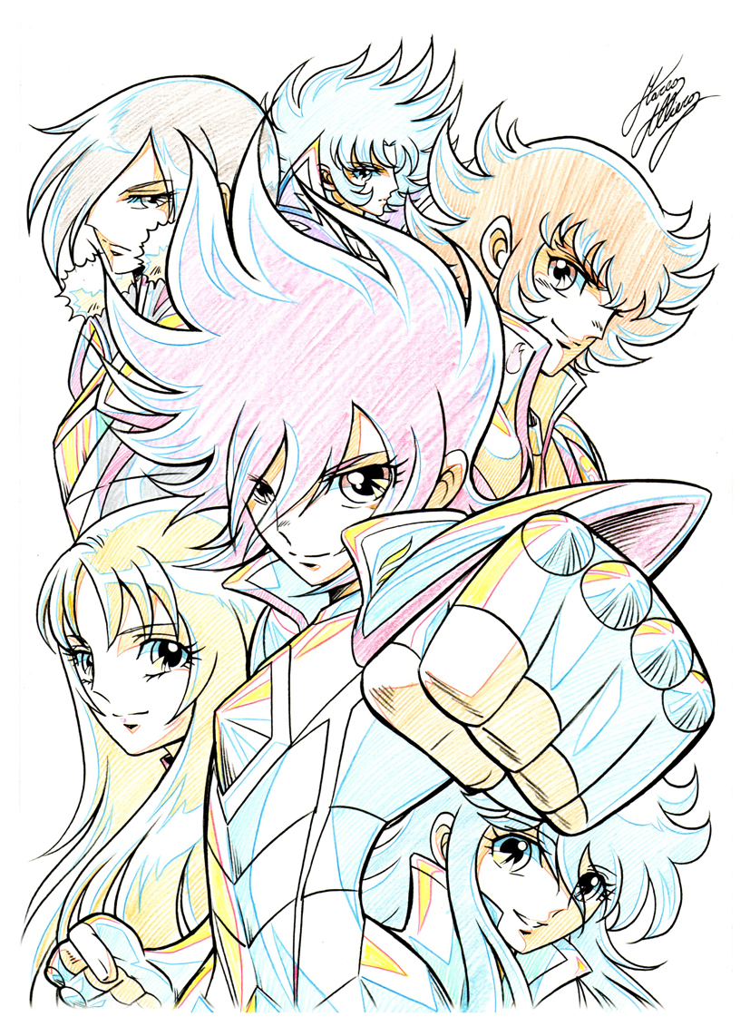 Saint Seiya Omega, Omega Saints. Koga, Yuna, Ryuho, Soma, Eden, Haruto.